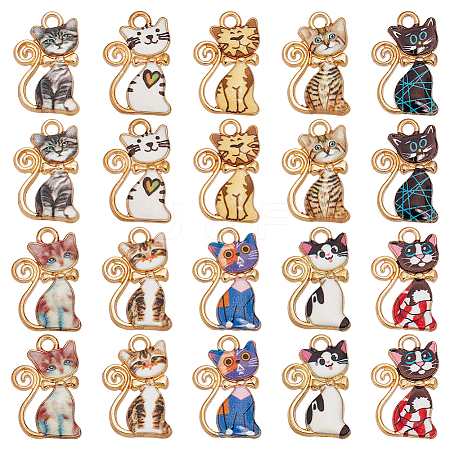 20Pcs 10 Colors Alloy Enamel Pendants ENAM-ME0001-22-1