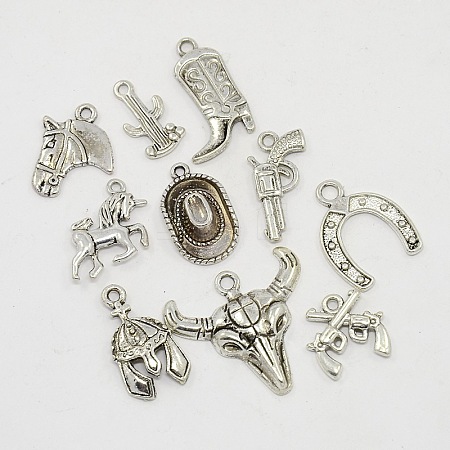 Western Charms Antique Silver Alloy Pendants TIBEP-X0045-AS-1
