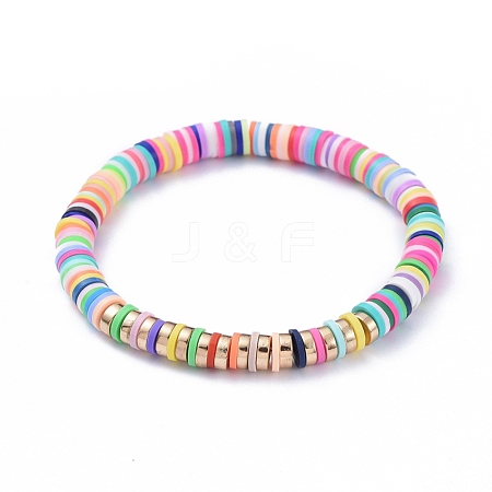 Handmade Polymer Clay Heishi Beads Stretch Bracelets BJEW-JB05300-01-1