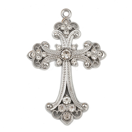 Alloy Rhinestone Cross Big Pendants ALRI-1475-P-RS-1