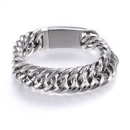 304 Stainless Steel Curb Chains Bracelets BJEW-E346-24P-1