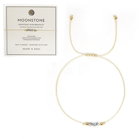 Natural Moonstone Braided Beads Bracelets for Women LU0568-5-1