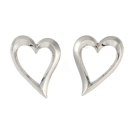 Heart Rack Plating Brass Stud Earrings for Women EJEW-S325-04P-1