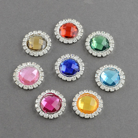 Faceted Dome/Half Round Brass Acrylic Rhinestone Shank Buttons RB-S020-07-M3-1