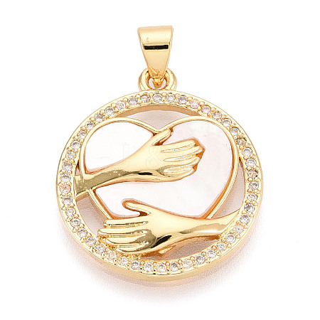 Brass Micro Pave Clear Cubic Zirconia Pendants KK-N268-63G-1