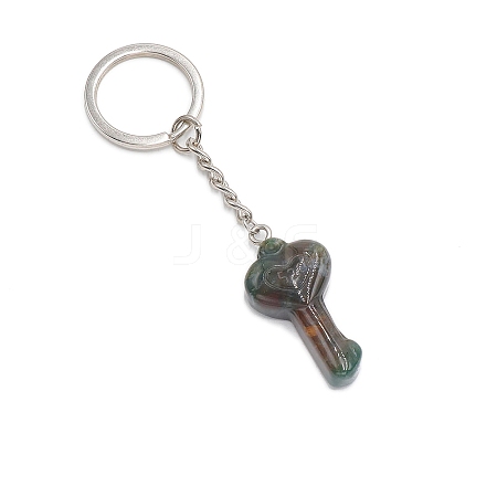 Natural Indian Agate Keychain PW-WGD467F-03-1