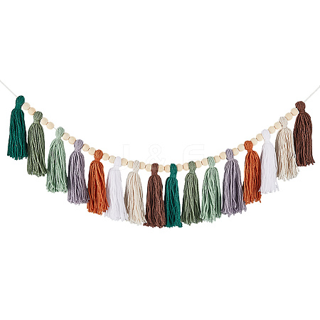 Cotton Tassel Hanging Wall Art Decorations HJEW-WH20003-20B-1