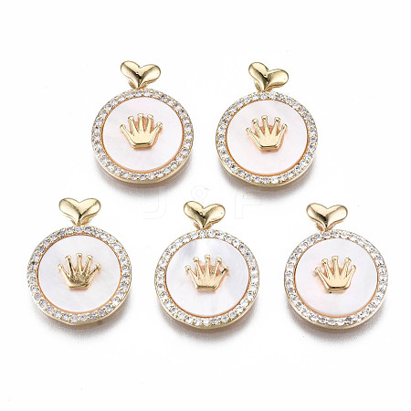 Brass Micro Pave Clear Cubic Zirconia Pendants KK-Q767-002-NF-1