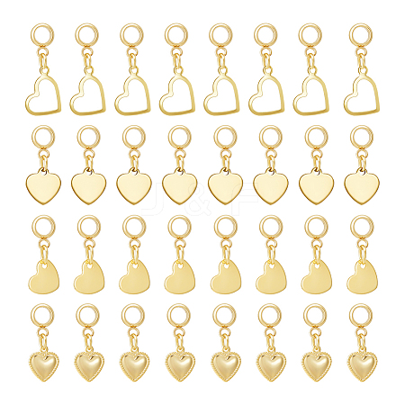40Pcs 4 Styles 304 Stainless Steel European Dangle Charms PALLOY-UN00005-1