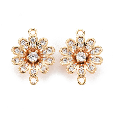 Brass Micro Pave Clear Cubic Zirconia Link Connectors KK-S356-565-NF-1