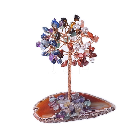 Natural Gemstone Chips Tree of Life Decorations PW-WG88EA9-04-1