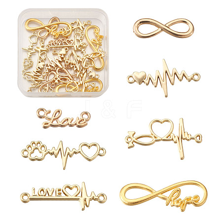 Tibetan Style Alloy Infinity Connectors & Heart Beat Shapes  Links & Word Love Pendants  PALLOY-TA0001-93G-RS-1