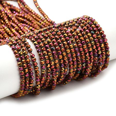 Electroplate Glass Beads Strands GLAA-H021-01B-FP10-1