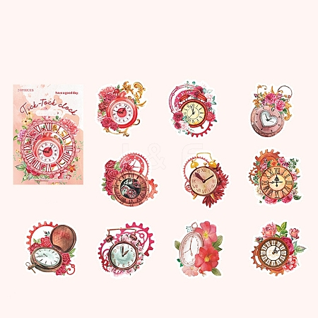 20Pcs Flower Clock PVC Waterproof Self-Adhesive Stickers PW-WG94489-02-1