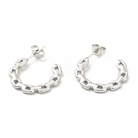 304 Stainless Steel Chain Link Shape Stud Earrings EJEW-F283-01P-1