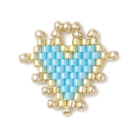 Handmade MIYUKI Glass Seed Beaded Heart Pendants PALLOY-MZ01067-02-1