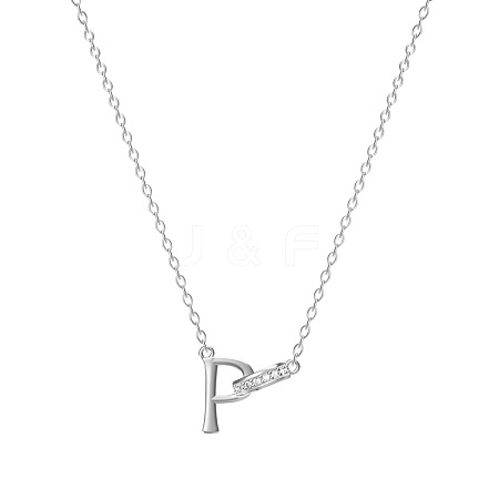 304 Stainless Steel Crystal Rhinestone Initial Pendant Necklaces FS-WGCEFCC-16-1