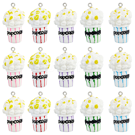 30Pcs Popcorn Resin Pendants RESI-SC0006-80-1