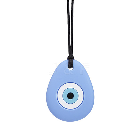 Teardrop with Evil Eye Food Grade Eco-Friendly Silicone Pendants PW-WG15AD8-06-1