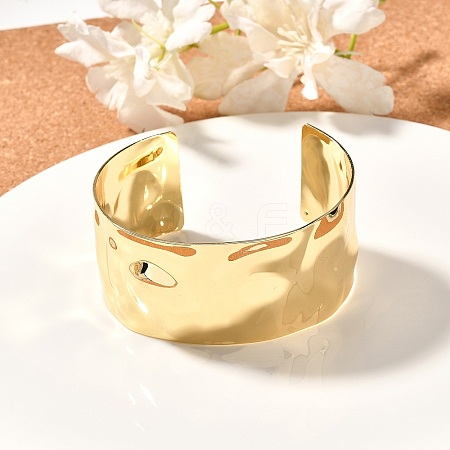 Rack Plating Brass Wide Cuff Bangles BJEW-D057-03G-1
