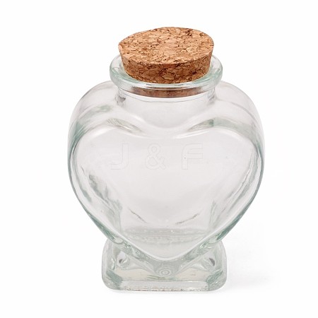 Heart Shape Transparent Glass Bottles AJEW-WH0114-88-1