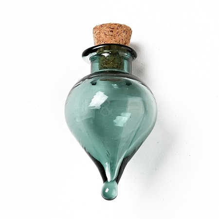 Teardrop Glass Cork Bottles Ornament AJEW-A039-01D-1