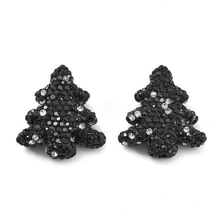 Christmas Tree Polymer Clay Rhinestone Beads CLAY-NH0001-14D-1