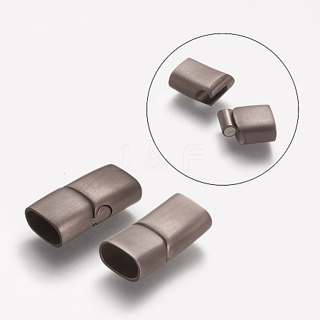 304 Stainless Steel Matte Magnetic Clasps with Glue-in Ends X-STAS-F046-13-1