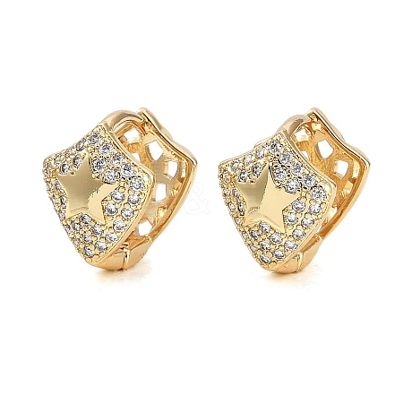 Brass Micro Pave Clear Cubic Zirconia Hoop Earrings for Women EJEW-U030-04G-03-1