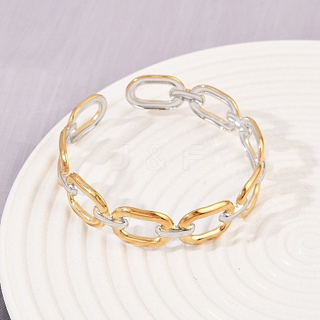 304 Stainless Steel Cuff Bangles for Women BJEW-G757-04GP-1