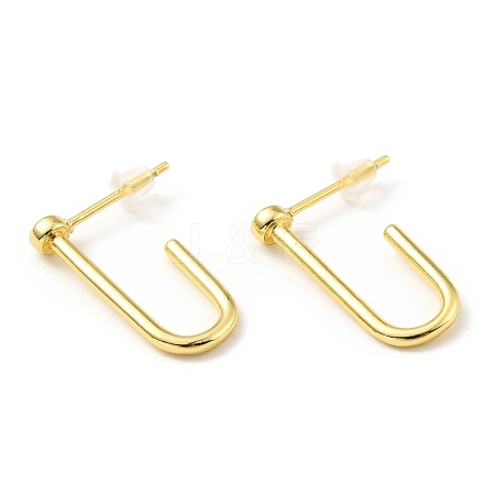 Brass Minimalist Rectangle Stud Earrings EJEW-A070-02G-1
