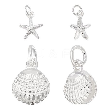 Starfish/Shell Shape 925 Sterling Silver Sea Animal Charms STER-PH0002-31-1