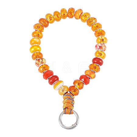 Resin Rondelle Bead with Polyester & Spandex Cord Phone Hand Strap Chains HJEW-TADJ0012-1