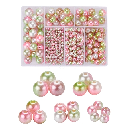 497Pcs 5 Style Rainbow ABS Plastic Imitation Pearl Beads OACR-YW0001-09C-1