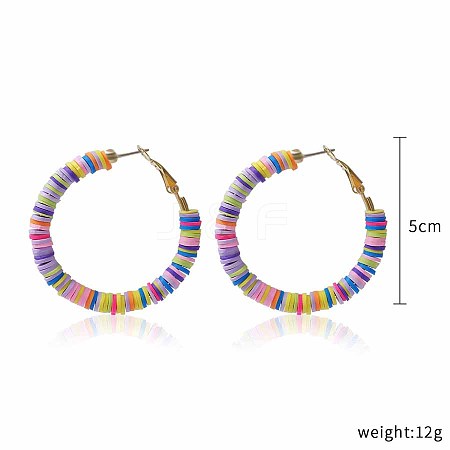 Bohemia Style Colorful Clay Beads Hoop Earrings JQ3310-9-1