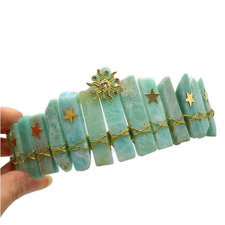 Natural Amazonite Hair Bands PW-WGE968B-07-1