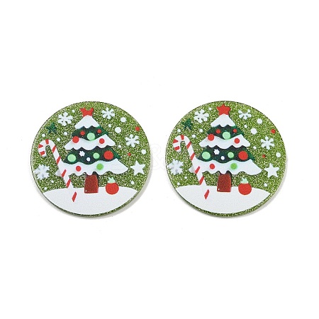 Christmas Themes Opaque Printed Acrylic Pendants OACR-B037-04-1