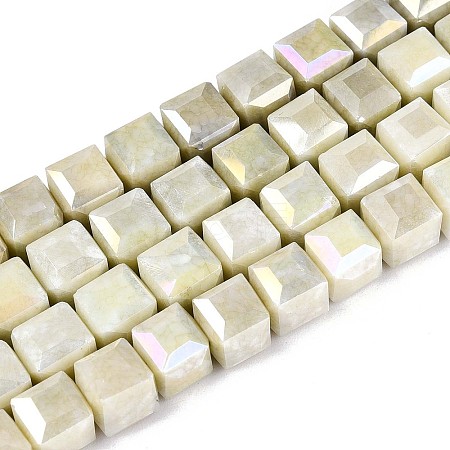 Anti-Tarnish Electroplate Glass Beads Strands GLAA-T025-8mm-10F-1