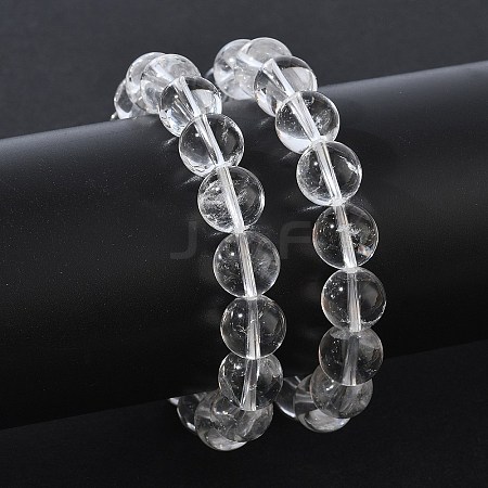 Natural Quartz Crystal Round Beaded Stretch Bracelets GG-CBA12F1-02D-12-1