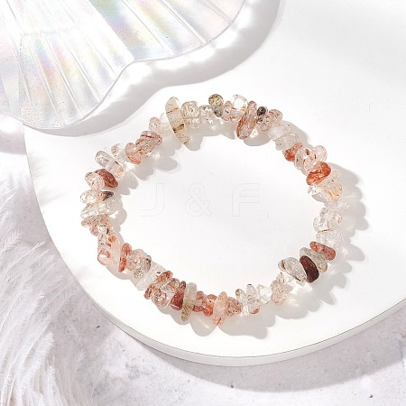 Natural Black Gold Rutilated Quartz Chip Beaded Stretch Bracelets for Children BJEW-JB11891-1