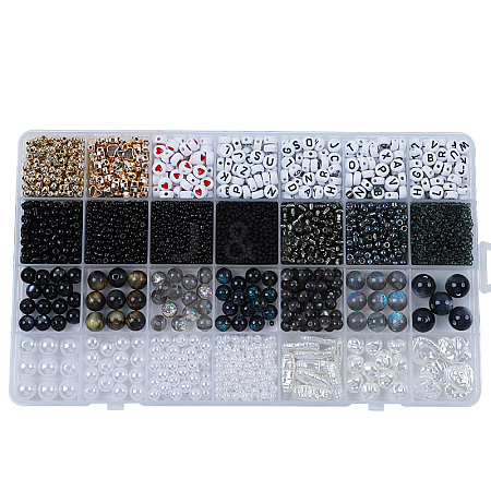 DIY 28 Style Resin & Acrylic & ABS Beads Jewelry Making Finding Kit DIY-NB0012-03B-1