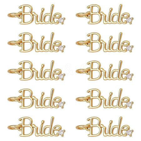 10Pcs Brass Micro Pave Cubic Zirconia Pendants KK-PH0014-23G-1
