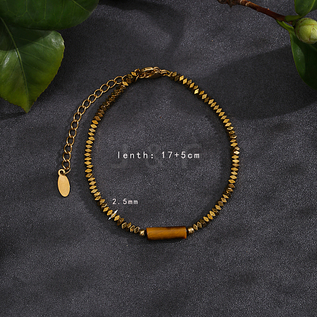 Natural Tiger's Eye Beads Stretch Bracelets for Women Men PH6456-4-1