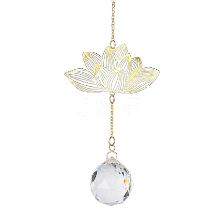 Brass Hollow Lotus Hanging Ornaments HJEW-E012-03G-01-1