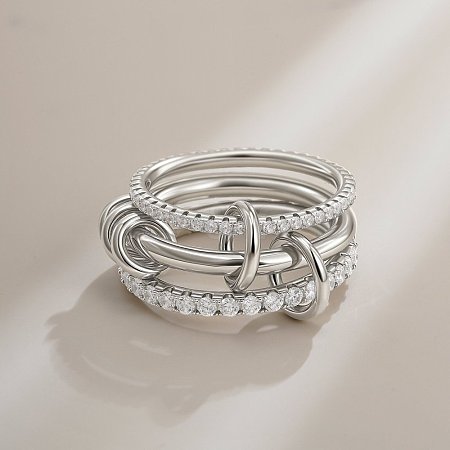 Brass Micro Pave Cubic Zirconia Finger Rings FS-WG6545E-06-1
