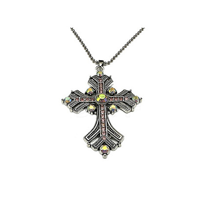 Cross Rhinestone Pendant Necklaces FK0815-1-1