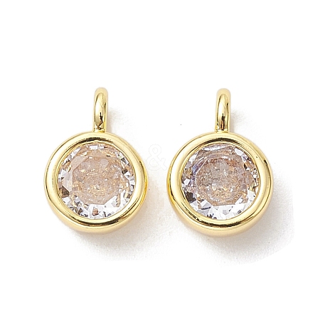 Brass Micro Pave Clear Cubic Zirconia Pendants KK-K360-13G-1