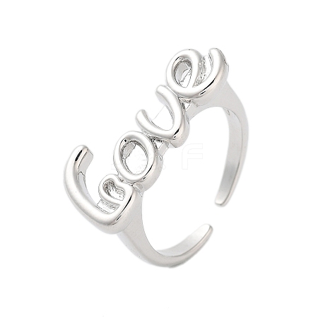 Bass LOVE Open Cuff Rings for Women RJEW-U012-01P-1