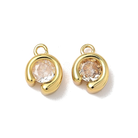 Brass Micro Pave Cubic Zirconia Charms KK-Z128-02G-1
