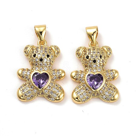 Brass Micro Pave Cubic Zirconia Pendants KK-K258-24C-G-RS-1